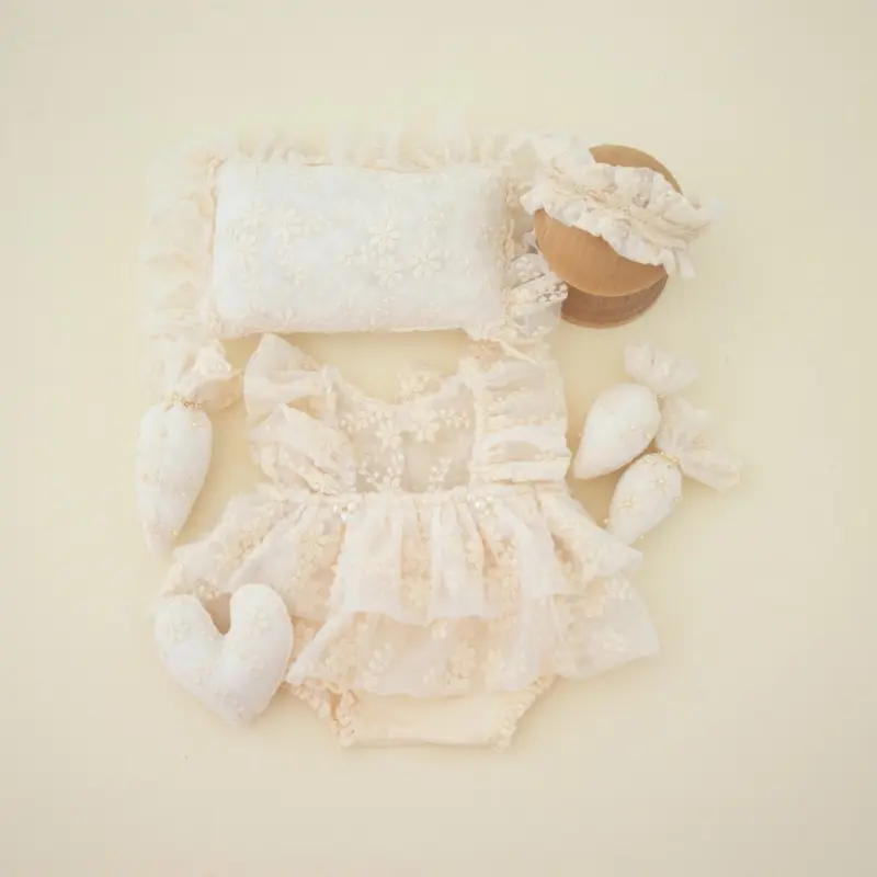Embroidery Lace Dress Pillow Set - Baby Girl Newborn Photography Outfit - Image 2